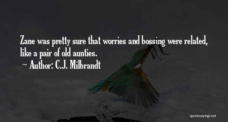 C.J. Milbrandt Quotes: Zane Was Pretty Sure That Worries And Bossing Were Related, Like A Pair Of Old Aunties.