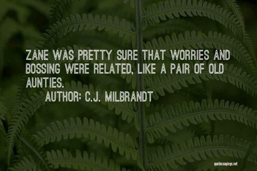 C.J. Milbrandt Quotes: Zane Was Pretty Sure That Worries And Bossing Were Related, Like A Pair Of Old Aunties.