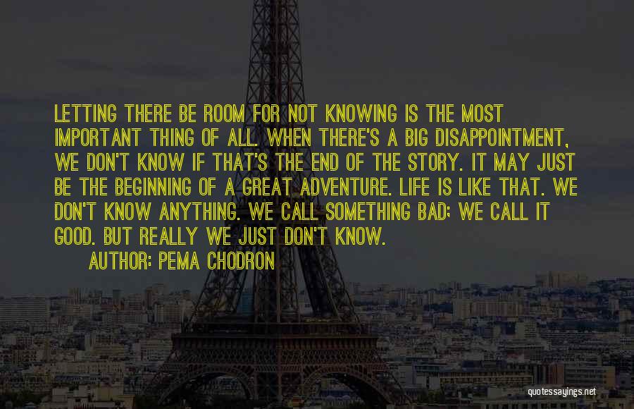 Pema Chodron Quotes: Letting There Be Room For Not Knowing Is The Most Important Thing Of All. When There's A Big Disappointment, We