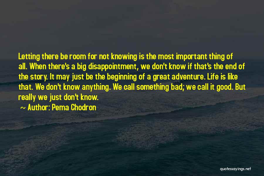 Pema Chodron Quotes: Letting There Be Room For Not Knowing Is The Most Important Thing Of All. When There's A Big Disappointment, We