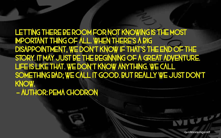 Pema Chodron Quotes: Letting There Be Room For Not Knowing Is The Most Important Thing Of All. When There's A Big Disappointment, We