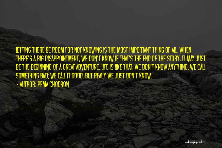 Pema Chodron Quotes: Letting There Be Room For Not Knowing Is The Most Important Thing Of All. When There's A Big Disappointment, We