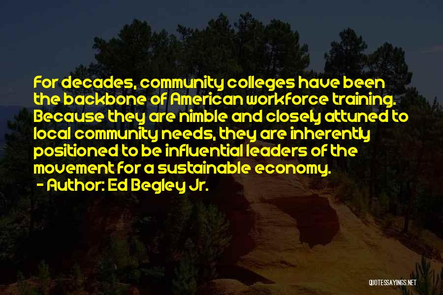 Ed Begley Jr. Quotes: For Decades, Community Colleges Have Been The Backbone Of American Workforce Training. Because They Are Nimble And Closely Attuned To