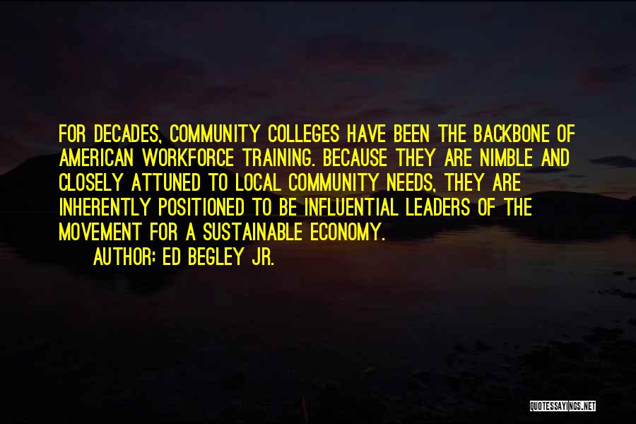 Ed Begley Jr. Quotes: For Decades, Community Colleges Have Been The Backbone Of American Workforce Training. Because They Are Nimble And Closely Attuned To