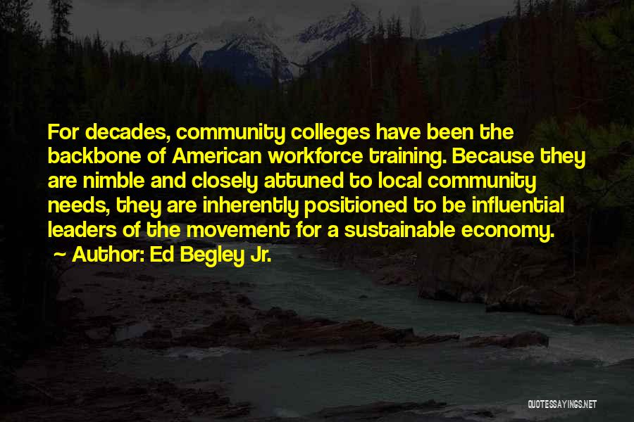 Ed Begley Jr. Quotes: For Decades, Community Colleges Have Been The Backbone Of American Workforce Training. Because They Are Nimble And Closely Attuned To