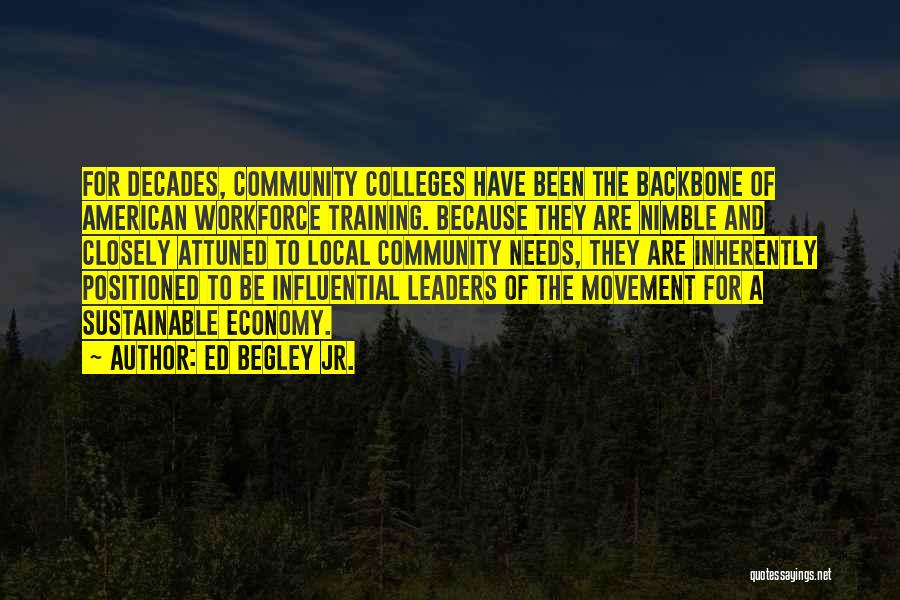 Ed Begley Jr. Quotes: For Decades, Community Colleges Have Been The Backbone Of American Workforce Training. Because They Are Nimble And Closely Attuned To