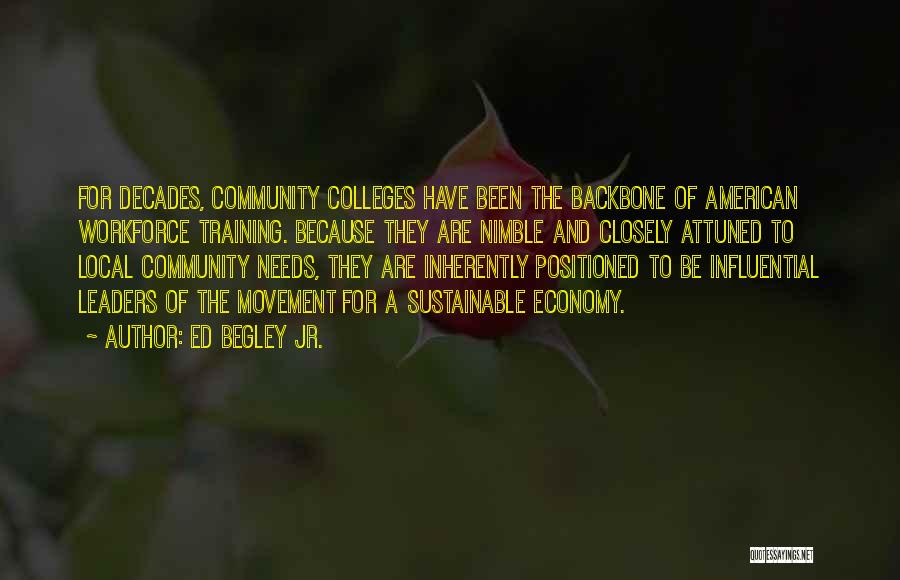 Ed Begley Jr. Quotes: For Decades, Community Colleges Have Been The Backbone Of American Workforce Training. Because They Are Nimble And Closely Attuned To
