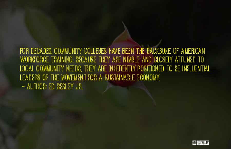 Ed Begley Jr. Quotes: For Decades, Community Colleges Have Been The Backbone Of American Workforce Training. Because They Are Nimble And Closely Attuned To