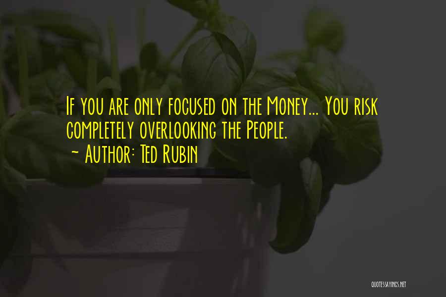 Ted Rubin Quotes: If You Are Only Focused On The Money... You Risk Completely Overlooking The People.