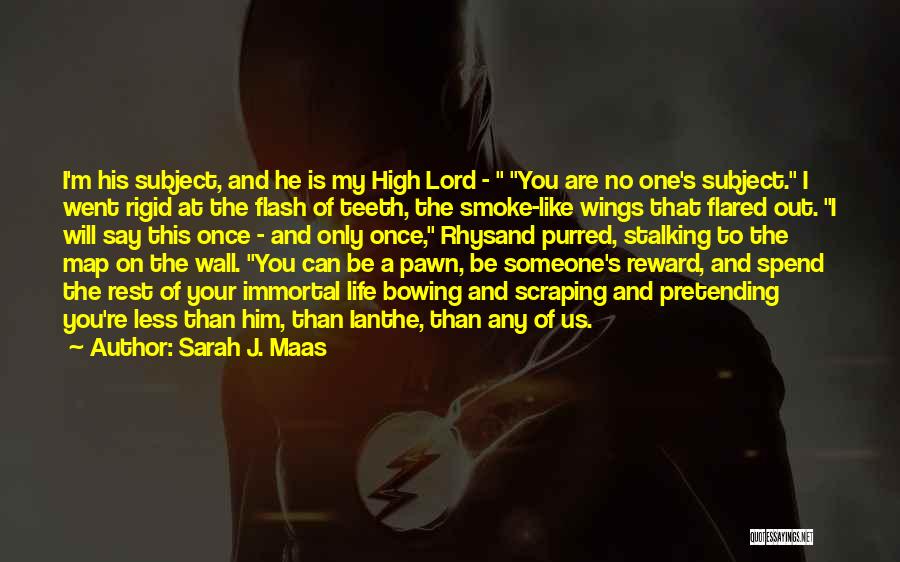 Sarah J. Maas Quotes: I'm His Subject, And He Is My High Lord - You Are No One's Subject. I Went Rigid At The