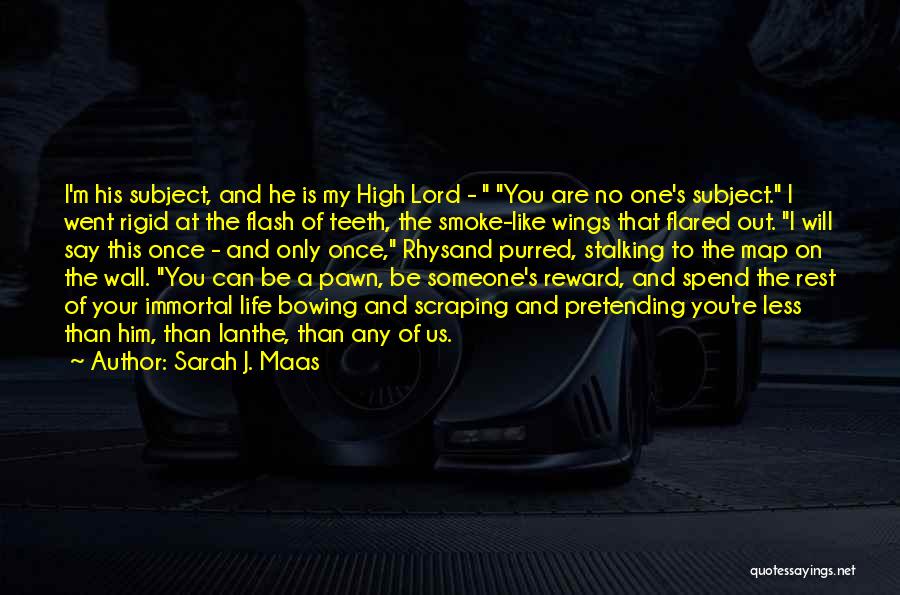 Sarah J. Maas Quotes: I'm His Subject, And He Is My High Lord - You Are No One's Subject. I Went Rigid At The