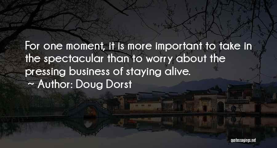 Doug Dorst Quotes: For One Moment, It Is More Important To Take In The Spectacular Than To Worry About The Pressing Business Of