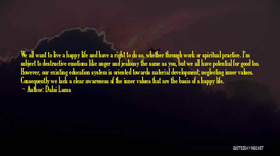 Dalai Lama Quotes: We All Want To Live A Happy Life And Have A Right To Do So, Whether Through Work Or Spiritual