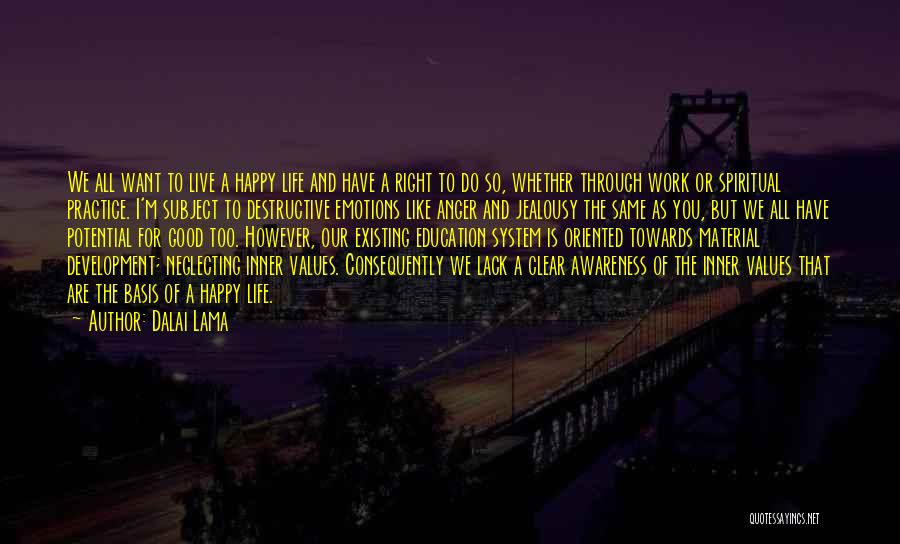 Dalai Lama Quotes: We All Want To Live A Happy Life And Have A Right To Do So, Whether Through Work Or Spiritual