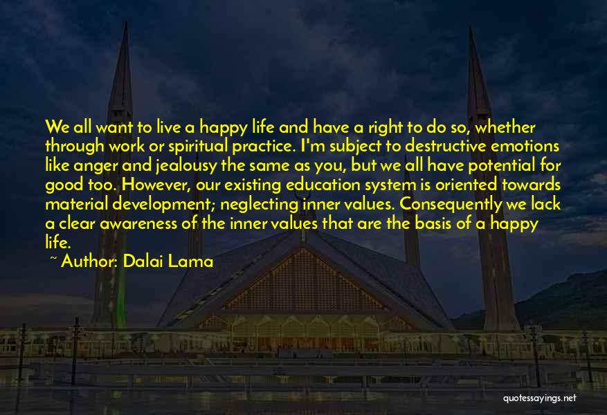 Dalai Lama Quotes: We All Want To Live A Happy Life And Have A Right To Do So, Whether Through Work Or Spiritual