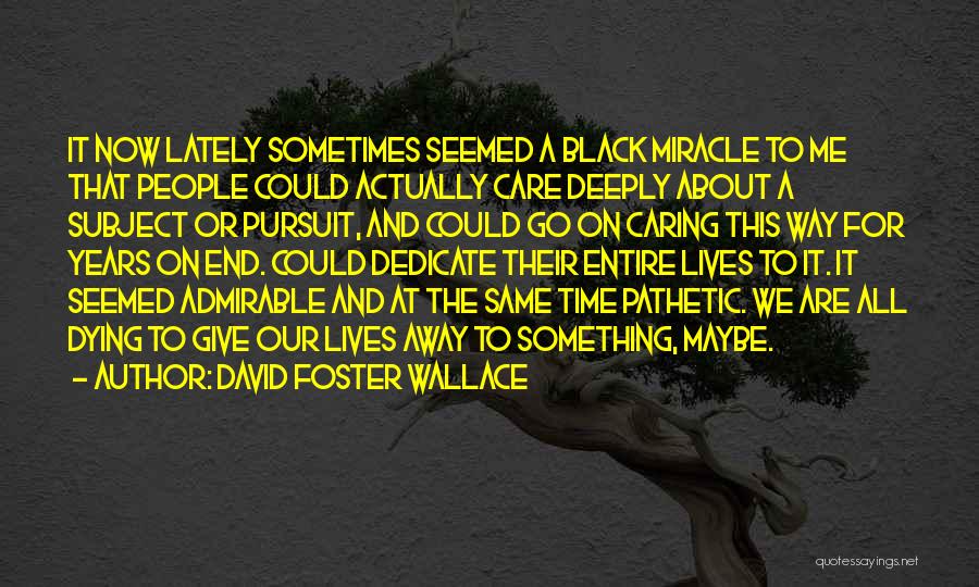 David Foster Wallace Quotes: It Now Lately Sometimes Seemed A Black Miracle To Me That People Could Actually Care Deeply About A Subject Or