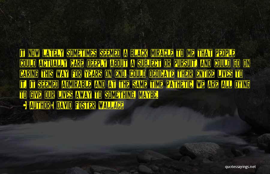 David Foster Wallace Quotes: It Now Lately Sometimes Seemed A Black Miracle To Me That People Could Actually Care Deeply About A Subject Or