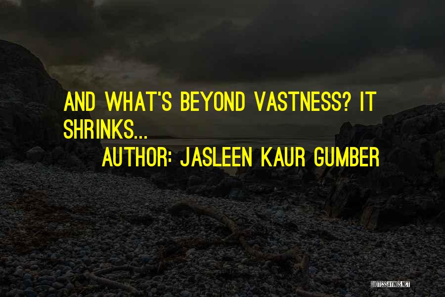 Jasleen Kaur Gumber Quotes: And What's Beyond Vastness? It Shrinks...