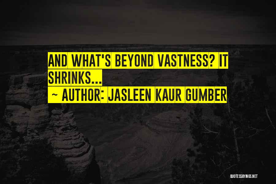 Jasleen Kaur Gumber Quotes: And What's Beyond Vastness? It Shrinks...