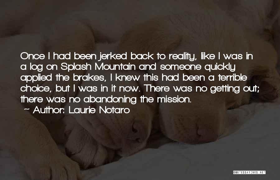 Laurie Notaro Quotes: Once I Had Been Jerked Back To Reality, Like I Was In A Log On Splash Mountain And Someone Quickly