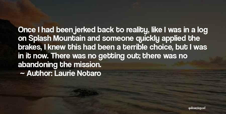 Laurie Notaro Quotes: Once I Had Been Jerked Back To Reality, Like I Was In A Log On Splash Mountain And Someone Quickly