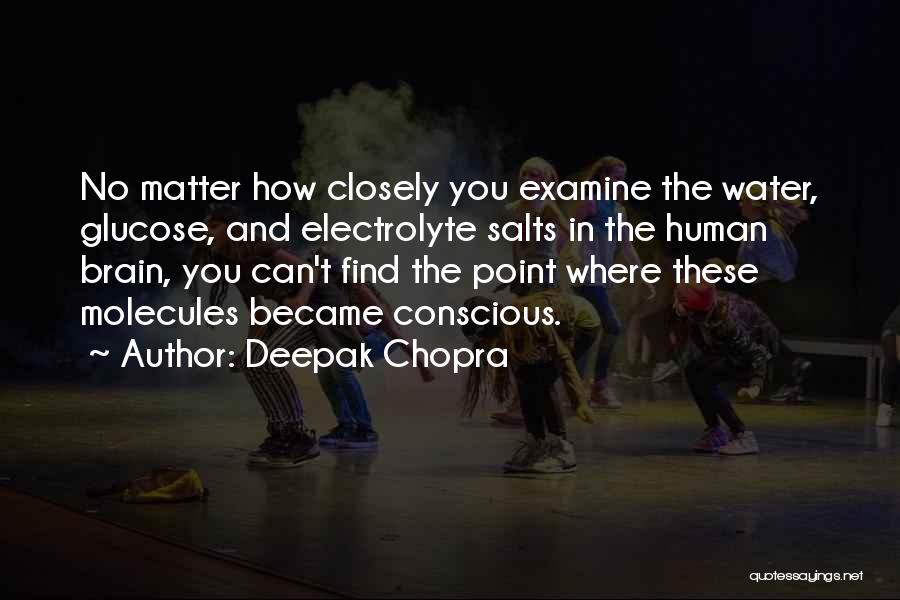 Deepak Chopra Quotes: No Matter How Closely You Examine The Water, Glucose, And Electrolyte Salts In The Human Brain, You Can't Find The