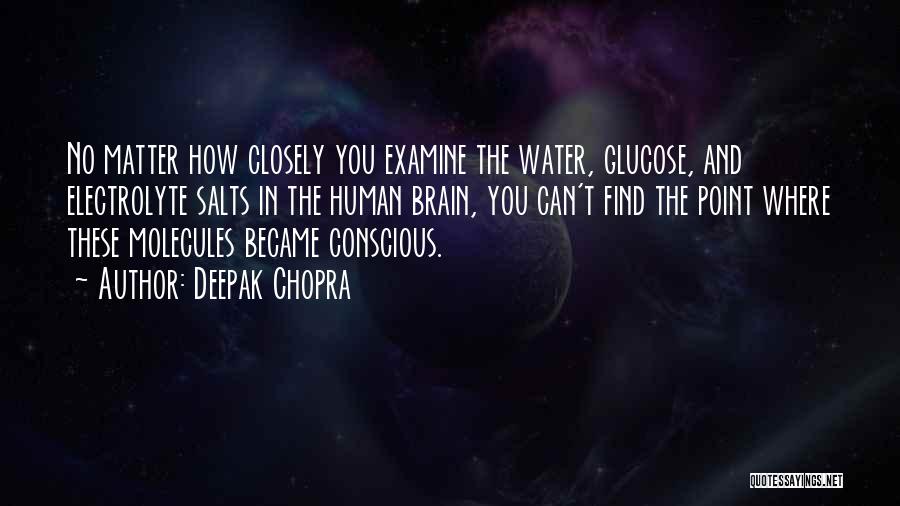 Deepak Chopra Quotes: No Matter How Closely You Examine The Water, Glucose, And Electrolyte Salts In The Human Brain, You Can't Find The