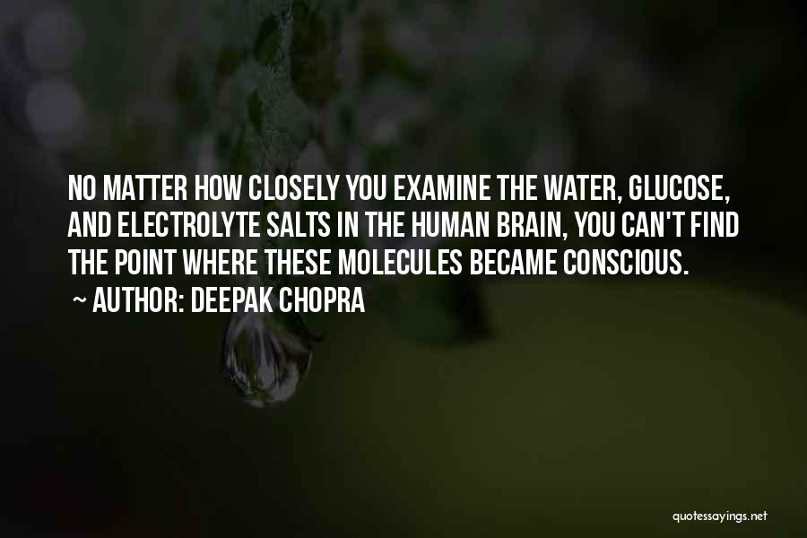 Deepak Chopra Quotes: No Matter How Closely You Examine The Water, Glucose, And Electrolyte Salts In The Human Brain, You Can't Find The