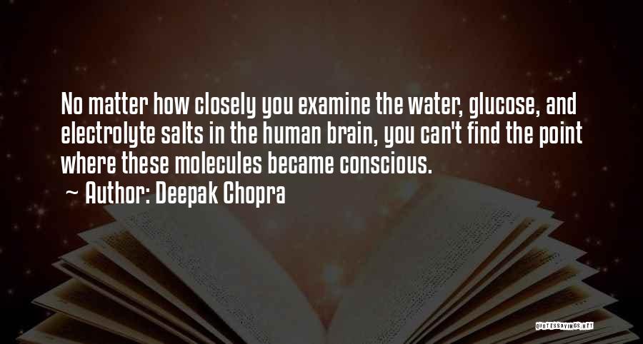 Deepak Chopra Quotes: No Matter How Closely You Examine The Water, Glucose, And Electrolyte Salts In The Human Brain, You Can't Find The