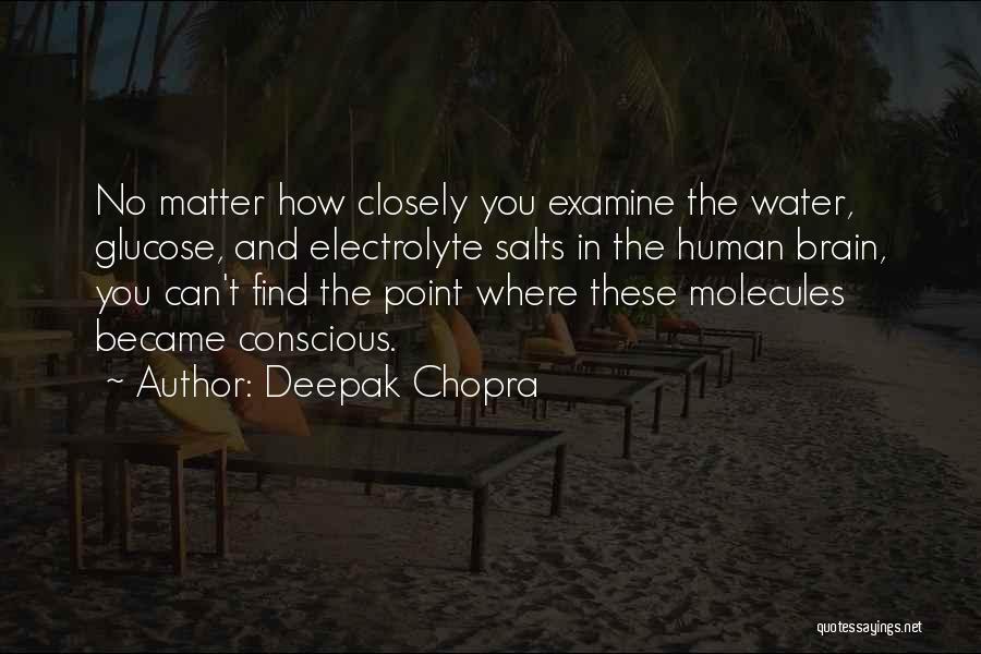 Deepak Chopra Quotes: No Matter How Closely You Examine The Water, Glucose, And Electrolyte Salts In The Human Brain, You Can't Find The