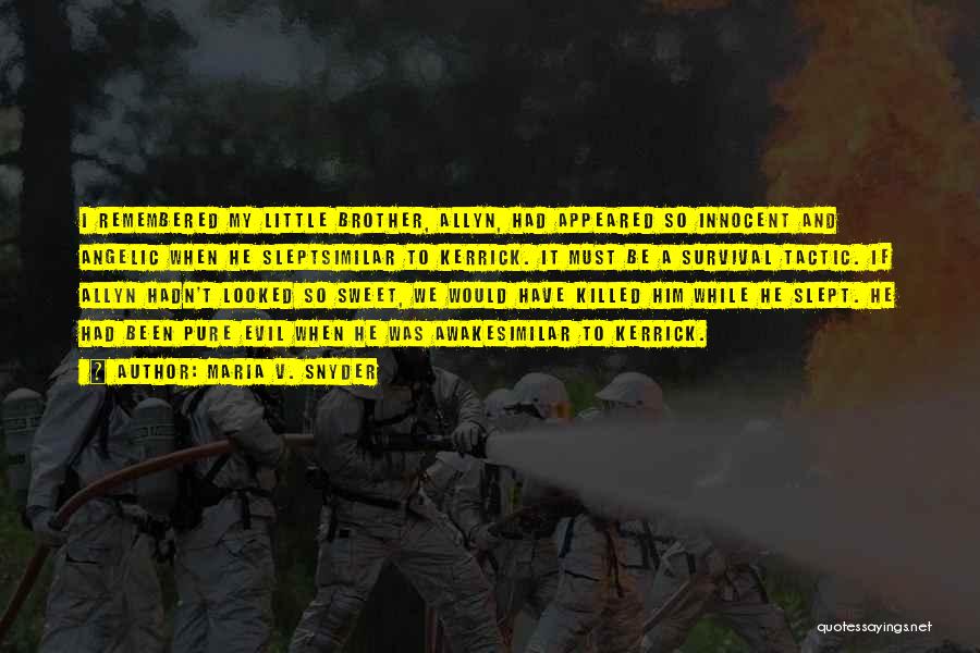 Maria V. Snyder Quotes: I Remembered My Little Brother, Allyn, Had Appeared So Innocent And Angelic When He Sleptsimilar To Kerrick. It Must Be