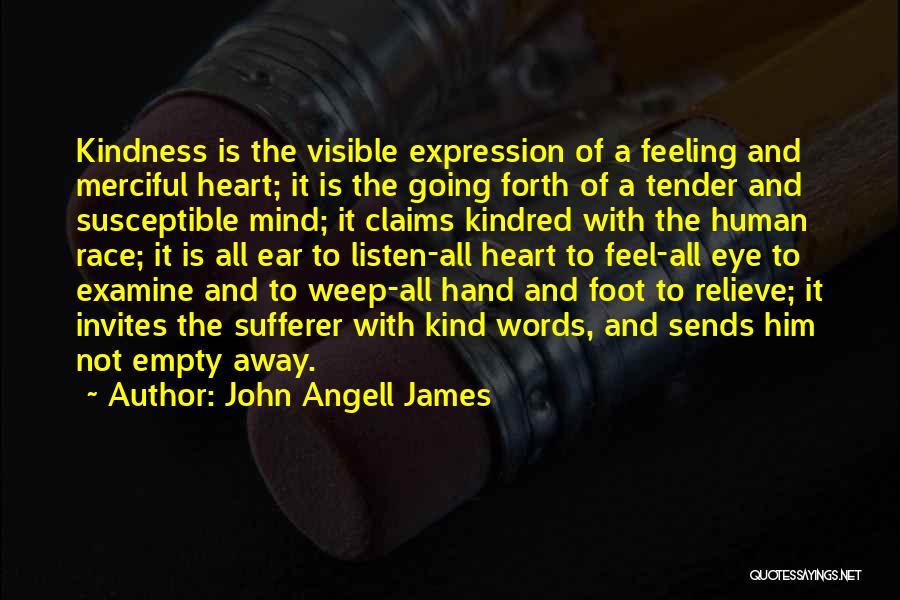 John Angell James Quotes: Kindness Is The Visible Expression Of A Feeling And Merciful Heart; It Is The Going Forth Of A Tender And