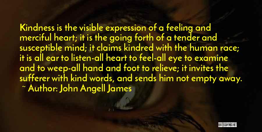 John Angell James Quotes: Kindness Is The Visible Expression Of A Feeling And Merciful Heart; It Is The Going Forth Of A Tender And