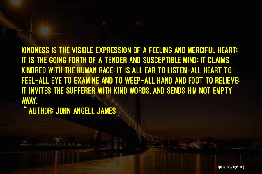 John Angell James Quotes: Kindness Is The Visible Expression Of A Feeling And Merciful Heart; It Is The Going Forth Of A Tender And