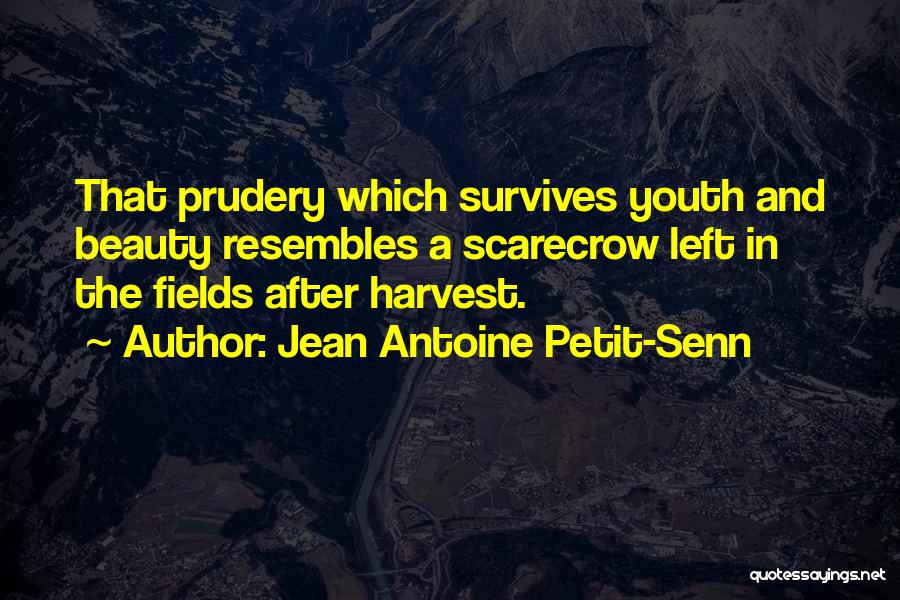 Jean Antoine Petit-Senn Quotes: That Prudery Which Survives Youth And Beauty Resembles A Scarecrow Left In The Fields After Harvest.