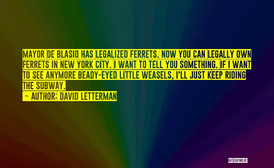 David Letterman Quotes: Mayor De Blasio Has Legalized Ferrets. Now You Can Legally Own Ferrets In New York City. I Want To Tell