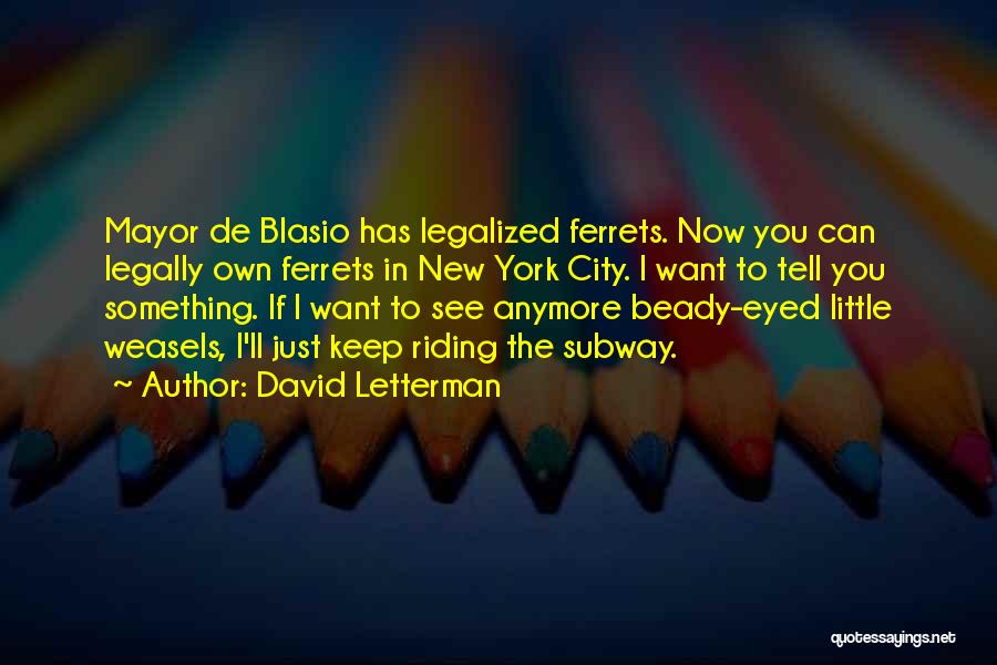 David Letterman Quotes: Mayor De Blasio Has Legalized Ferrets. Now You Can Legally Own Ferrets In New York City. I Want To Tell