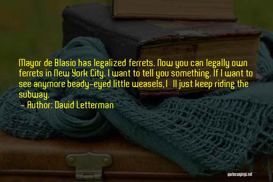 David Letterman Quotes: Mayor De Blasio Has Legalized Ferrets. Now You Can Legally Own Ferrets In New York City. I Want To Tell