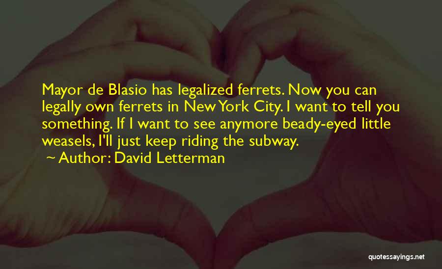 David Letterman Quotes: Mayor De Blasio Has Legalized Ferrets. Now You Can Legally Own Ferrets In New York City. I Want To Tell