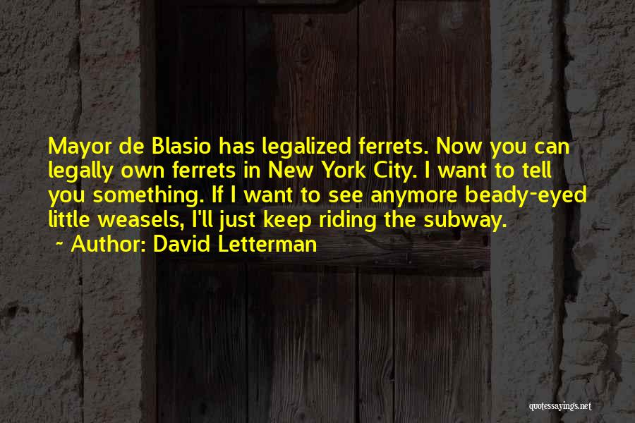 David Letterman Quotes: Mayor De Blasio Has Legalized Ferrets. Now You Can Legally Own Ferrets In New York City. I Want To Tell
