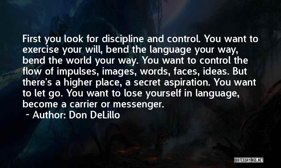 Don DeLillo Quotes: First You Look For Discipline And Control. You Want To Exercise Your Will, Bend The Language Your Way, Bend The