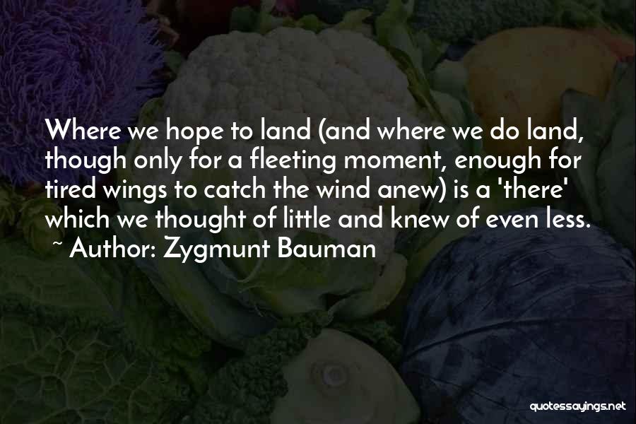 Zygmunt Bauman Quotes: Where We Hope To Land (and Where We Do Land, Though Only For A Fleeting Moment, Enough For Tired Wings