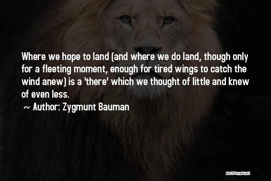 Zygmunt Bauman Quotes: Where We Hope To Land (and Where We Do Land, Though Only For A Fleeting Moment, Enough For Tired Wings