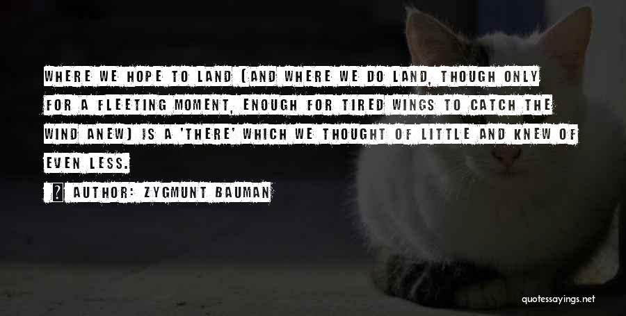 Zygmunt Bauman Quotes: Where We Hope To Land (and Where We Do Land, Though Only For A Fleeting Moment, Enough For Tired Wings