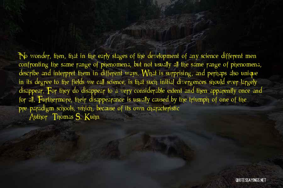 Thomas S. Kuhn Quotes: No Wonder, Then, That In The Early Stages Of The Development Of Any Science Different Men Confronting The Same Range