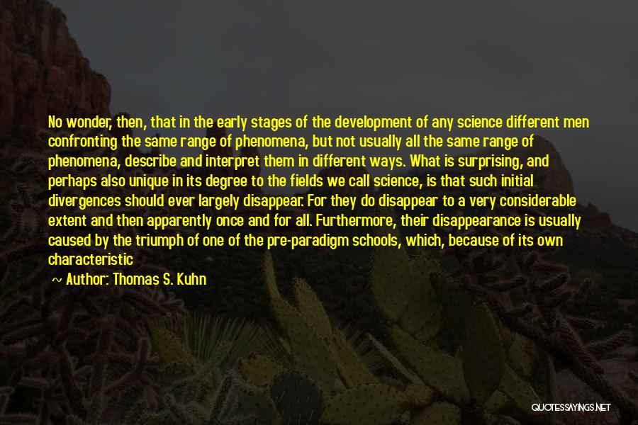 Thomas S. Kuhn Quotes: No Wonder, Then, That In The Early Stages Of The Development Of Any Science Different Men Confronting The Same Range