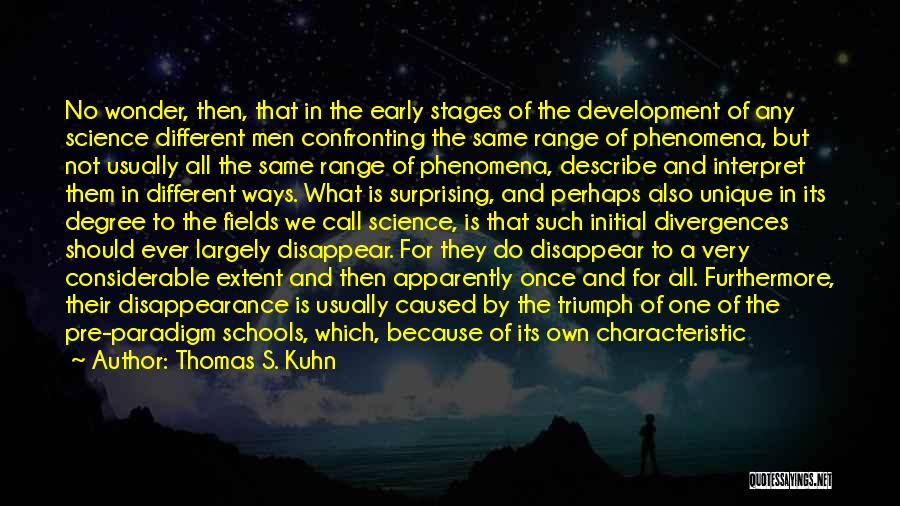 Thomas S. Kuhn Quotes: No Wonder, Then, That In The Early Stages Of The Development Of Any Science Different Men Confronting The Same Range