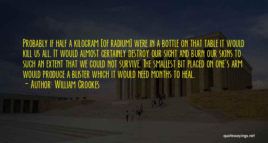 William Crookes Quotes: Probably If Half A Kilogram [of Radium] Were In A Bottle On That Table It Would Kill Us All. It