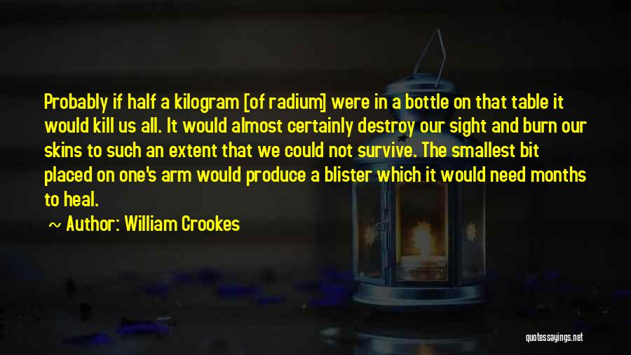 William Crookes Quotes: Probably If Half A Kilogram [of Radium] Were In A Bottle On That Table It Would Kill Us All. It