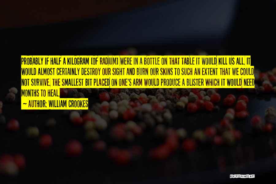 William Crookes Quotes: Probably If Half A Kilogram [of Radium] Were In A Bottle On That Table It Would Kill Us All. It